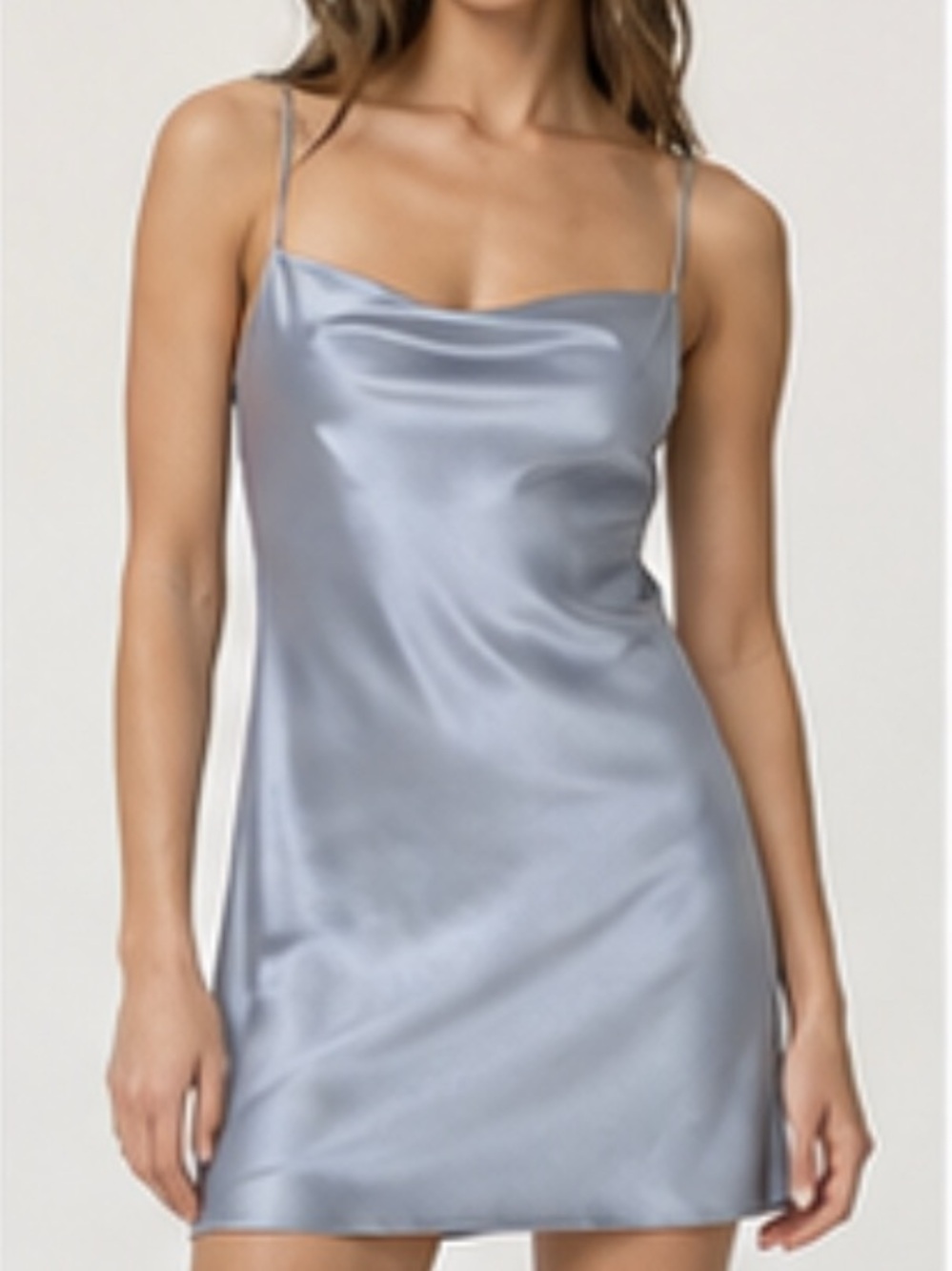 Sunday Best Satin Slip Chemise - Light Blue